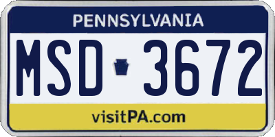 PA license plate MSD3672