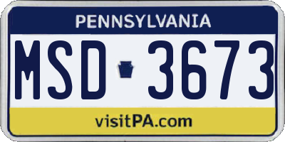 PA license plate MSD3673