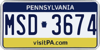 PA license plate MSD3674