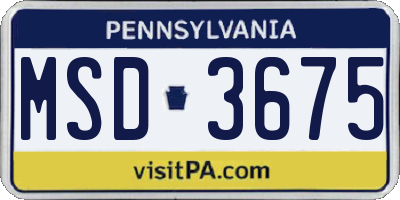 PA license plate MSD3675
