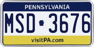 PA license plate MSD3676