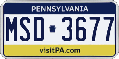 PA license plate MSD3677