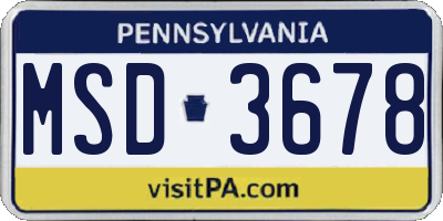 PA license plate MSD3678