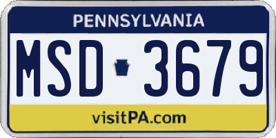 PA license plate MSD3679