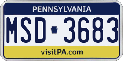 PA license plate MSD3683