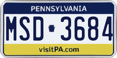 PA license plate MSD3684