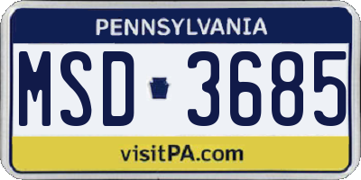 PA license plate MSD3685