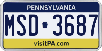 PA license plate MSD3687
