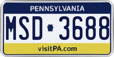 PA license plate MSD3688