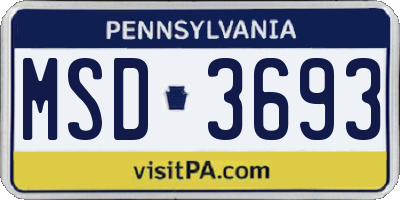 PA license plate MSD3693