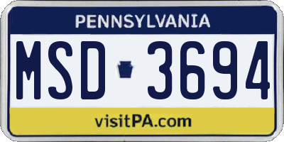 PA license plate MSD3694