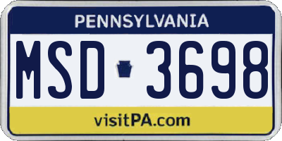 PA license plate MSD3698