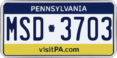 PA license plate MSD3703