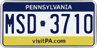 PA license plate MSD3710
