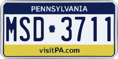 PA license plate MSD3711