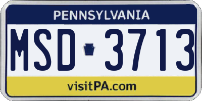 PA license plate MSD3713