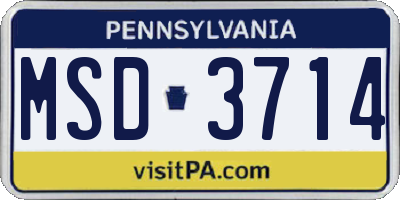 PA license plate MSD3714