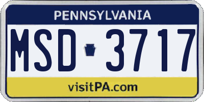 PA license plate MSD3717