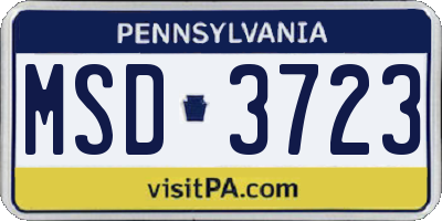 PA license plate MSD3723