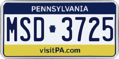 PA license plate MSD3725
