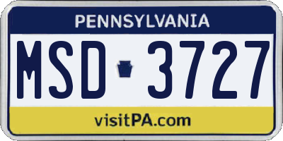PA license plate MSD3727