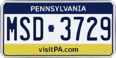PA license plate MSD3729