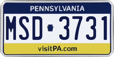 PA license plate MSD3731