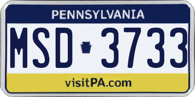 PA license plate MSD3733