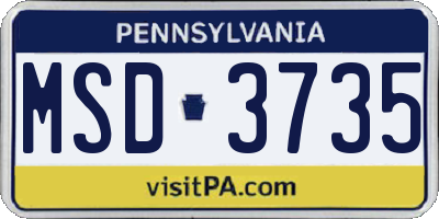 PA license plate MSD3735