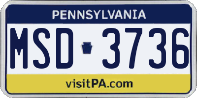 PA license plate MSD3736
