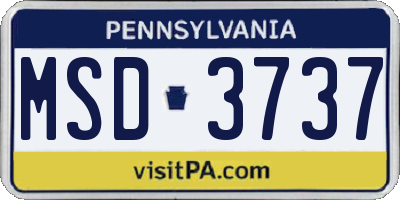 PA license plate MSD3737