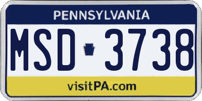 PA license plate MSD3738