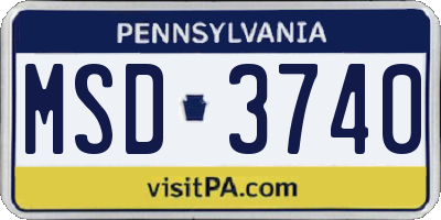 PA license plate MSD3740