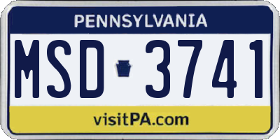 PA license plate MSD3741