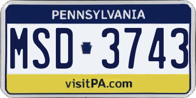 PA license plate MSD3743