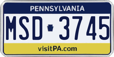 PA license plate MSD3745