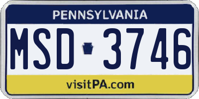 PA license plate MSD3746