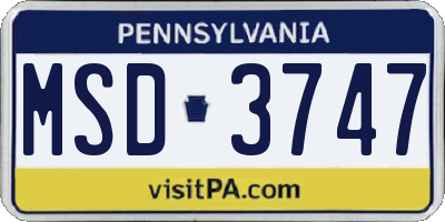 PA license plate MSD3747