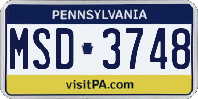 PA license plate MSD3748
