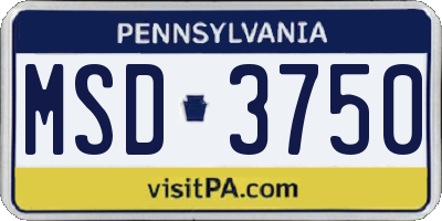 PA license plate MSD3750