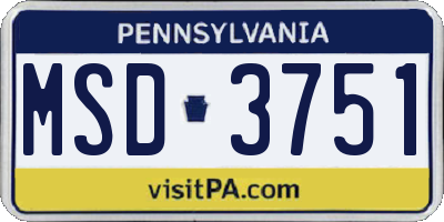 PA license plate MSD3751