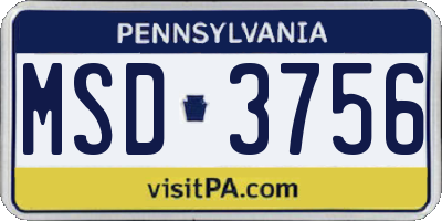 PA license plate MSD3756
