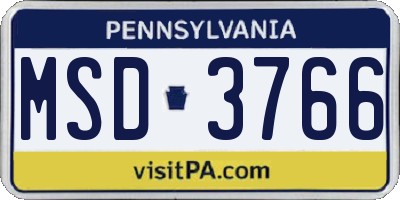 PA license plate MSD3766
