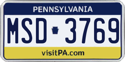 PA license plate MSD3769