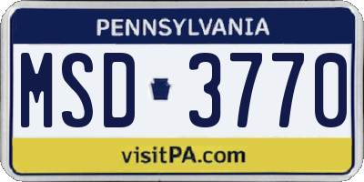 PA license plate MSD3770