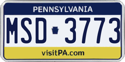 PA license plate MSD3773