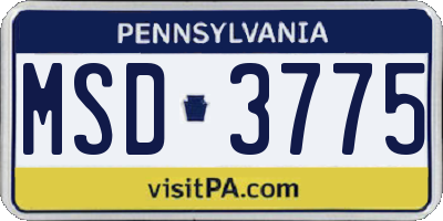 PA license plate MSD3775