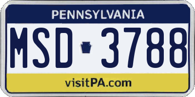 PA license plate MSD3788