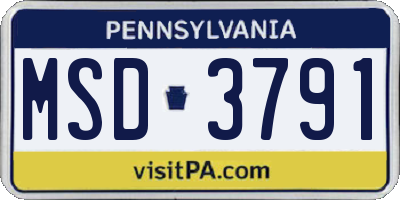PA license plate MSD3791