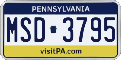 PA license plate MSD3795